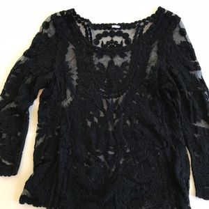 Vintage embroidered mesh top